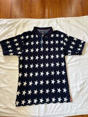 Vintage Ralph Lauren Chaps Navy with White Star Print Men’s Polo
